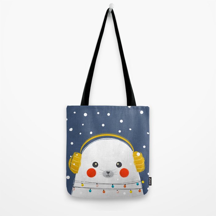 Christmas Baby Seal with fairy lights Tote Bag Gallery Image 2