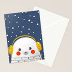 Christmas Baby Seal with fairy lights Stationery Card Gallery Image 2