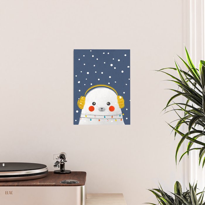 Christmas Baby Seal with fairy lights Poster Gallery Image 2