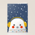 Christmas Baby Seal with fairy lights Stationery Card Gallery Image 2
