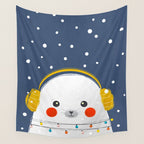 Christmas Baby Seal with fairy lights Wall Tapestry Gallery Image 4