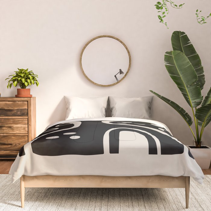 Abstract Art Black and Linen White Comforter Gallery Image 3