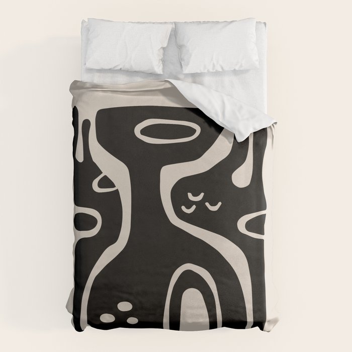 Abstract Art Black and Linen White Duvet Cover Gallery Image 1