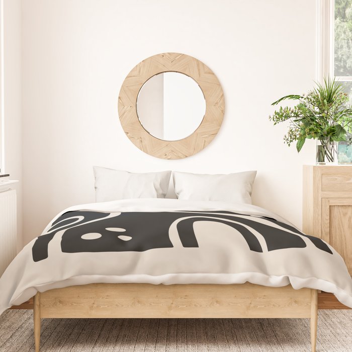 Abstract Art Black and Linen White Duvet Cover Gallery Image 3