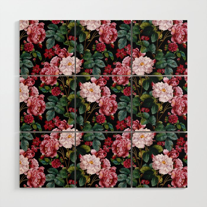 Red Floral Garden Wood Wall Art Gallery Image 1
