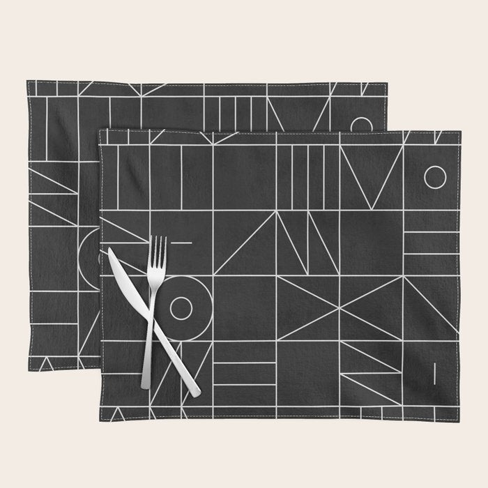 My Favorite Geometric Patterns No.9 - Black Placemat Gallery Image 1