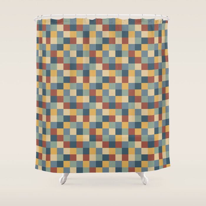 Bold Colorful Checks Pattern - Small IX Shower Curtain Gallery Image 1