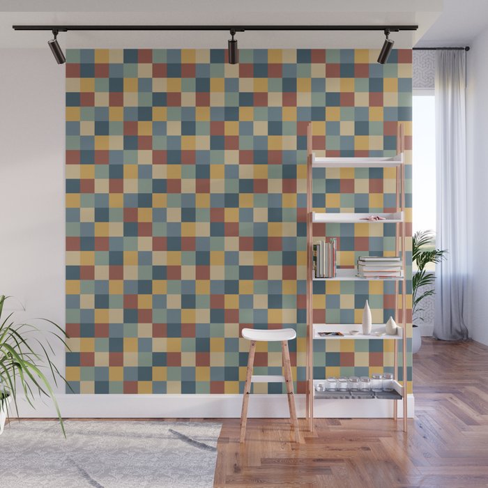 Bold Colorful Checks Pattern - Small IX Wall Mural Gallery Image 1