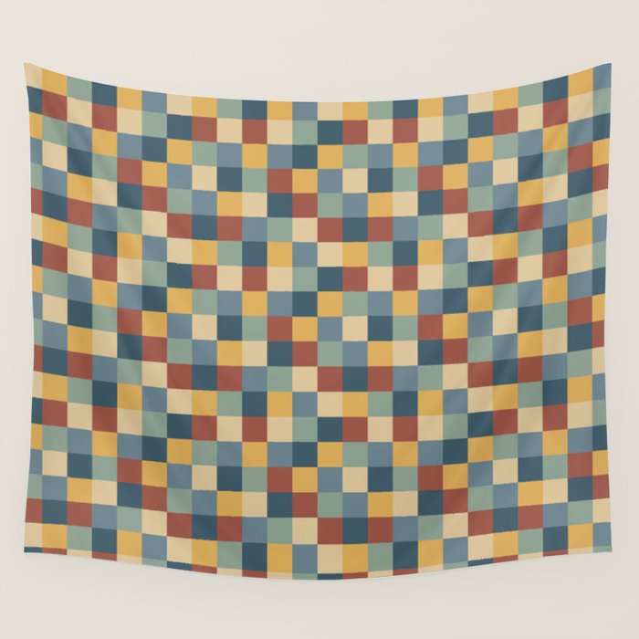 Bold Colorful Checks Pattern - Small IX Wall Tapestry Gallery Image 1