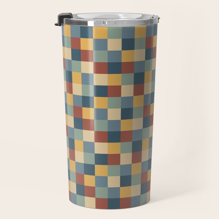 Bold Colorful Checks Pattern - Small IX Travel Mug Gallery Image 3