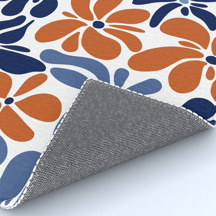 Abstract Flowers, Orange, Blue and White Rug Gallery Image 4