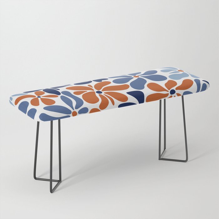 Abstract Flowers, Orange, Blue and White Bench Gallery Image 1