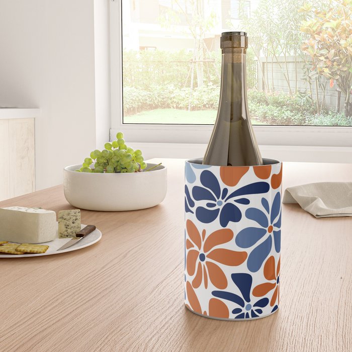 Abstract Flowers, Orange, Blue and White Wine Chiller Gallery Image 4
