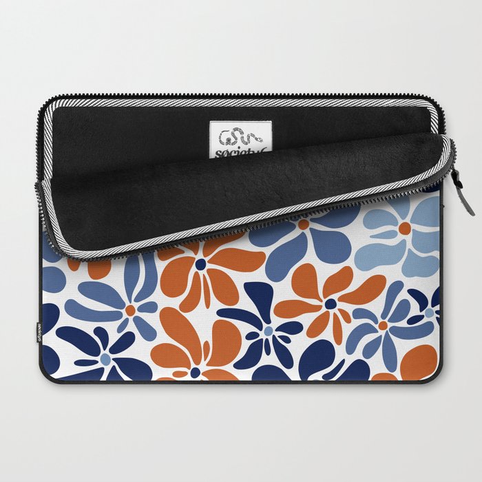 Abstract Flowers, Orange, Blue and White Laptop Sleeve Gallery Image 2