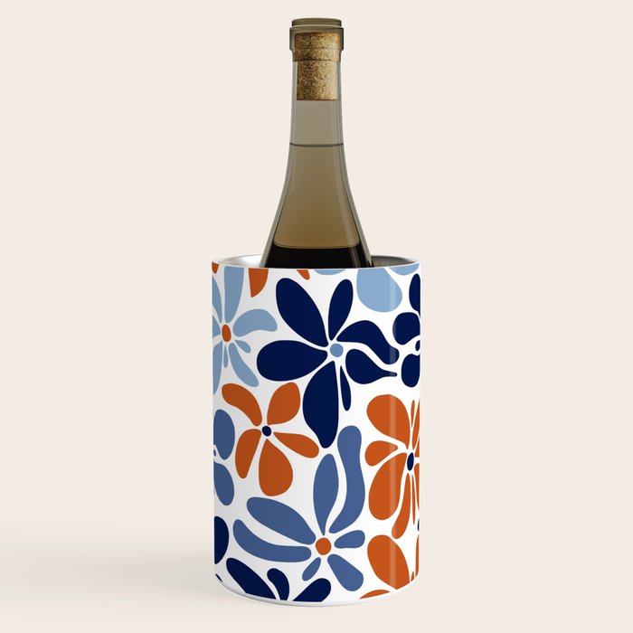 Abstract Flowers, Orange, Blue and White Wine Chiller Gallery Image 2