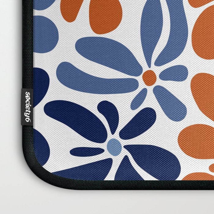 Abstract Flowers, Orange, Blue and White Laptop Sleeve Gallery Image 3