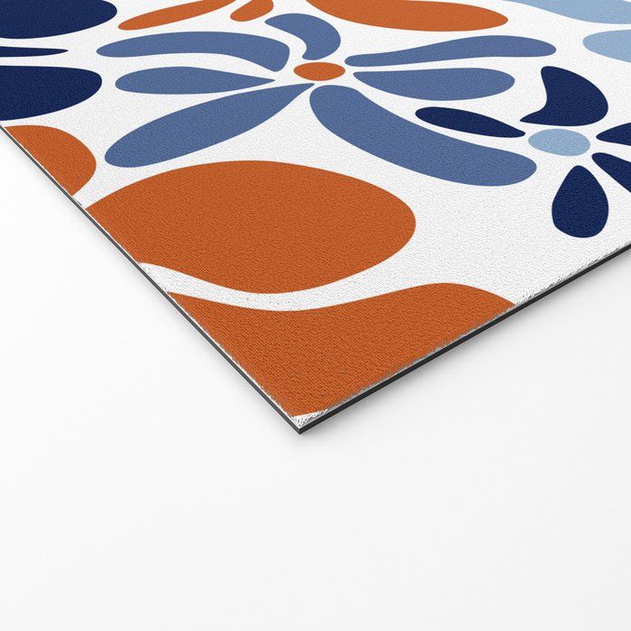 Abstract Flowers, Orange, Blue and White Welcome Mat Gallery Image 2