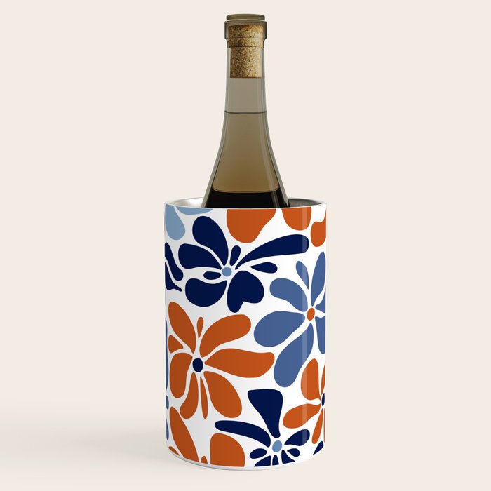 Abstract Flowers, Orange, Blue and White Wine Chiller Gallery Image 1