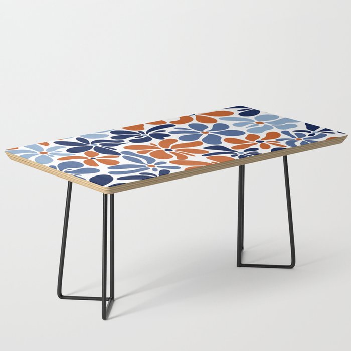 Abstract Flowers, Orange, Blue and White Coffee Table Gallery Image 1