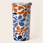 Abstract Flowers, Orange, Blue and White Travel Mug Gallery Image 2
