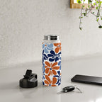 Abstract Flowers, Orange, Blue and White Water Bottle Gallery Image 4