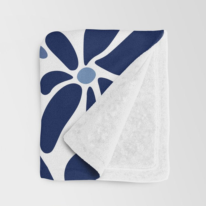 Abstract Flowers, Orange, Blue and White Throw Blanket Gallery Image 3