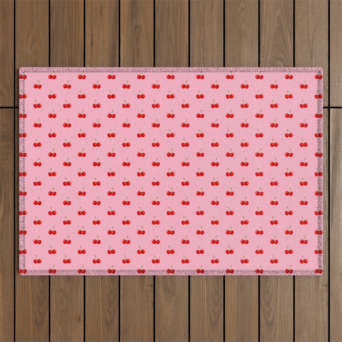 Y2K Cherries - Pink Pattern Miniature Outdoor Rug Gallery Image 1