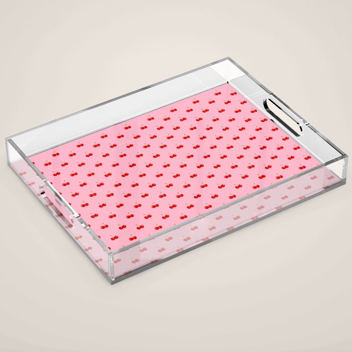 Y2K Cherries - Pink Pattern Miniature Acrylic Tray Gallery Image 1