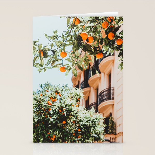 Orange Tree Fruits Print, Barcelona Spain Print, Orange Fruits Wall Art Print, Urban Photography, Tropical Summer Print Stationery Card Gallery Image 1