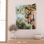 Orange Tree Fruits Print, Barcelona Spain Print, Orange Fruits Wall Art Print, Urban Photography, Tropical Summer Print Wall Tapestry Gallery Image 2