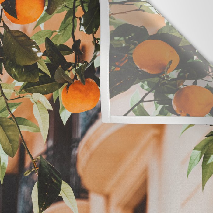 Orange Tree Fruits Print, Barcelona Spain Print, Orange Fruits Wall Art Print, Urban Photography, Tropical Summer Print Wall Tapestry Gallery Image 3