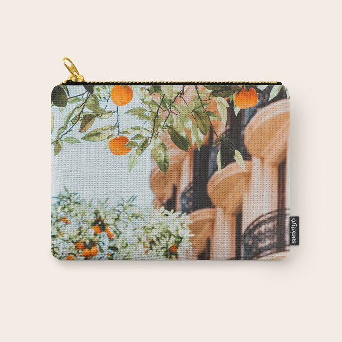 Orange Tree Fruits Print, Barcelona Spain Print, Orange Fruits Wall Art Print, Urban Photography, Tropical Summer Print Carry All Pouch Gallery Image 1
