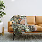 Orange Tree Fruits Print, Barcelona Spain Print, Orange Fruits Wall Art Print, Urban Photography, Tropical Summer Print Throw Blanket Gallery Image 1