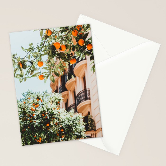 Orange Tree Fruits Print, Barcelona Spain Print, Orange Fruits Wall Art Print, Urban Photography, Tropical Summer Print Stationery Card Gallery Image 2