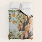Orange Tree Fruits Print, Barcelona Spain Print, Orange Fruits Wall Art Print, Urban Photography, Tropical Summer Print Duvet Cover Gallery Image 6
