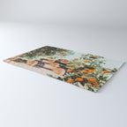 Orange Tree Fruits Print, Barcelona Spain Print, Orange Fruits Wall Art Print, Urban Photography, Tropical Summer Print Rug Gallery Image 3