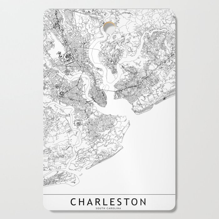 Charleston White Map Cutting Board Gallery Image 1