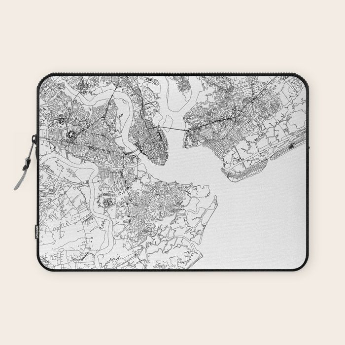 Charleston White Map Laptop Sleeve Gallery Image 1