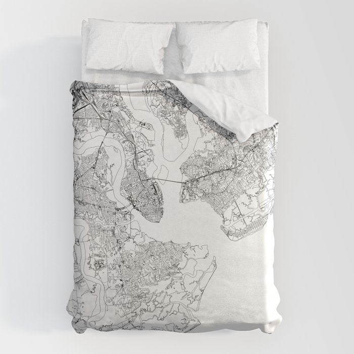 Charleston White Map Duvet Cover Gallery Image 1