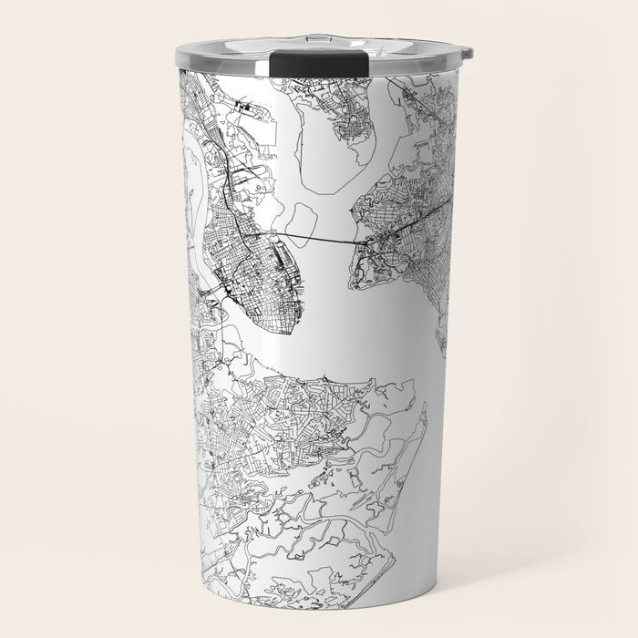 Charleston White Map Travel Mug Gallery Image 1