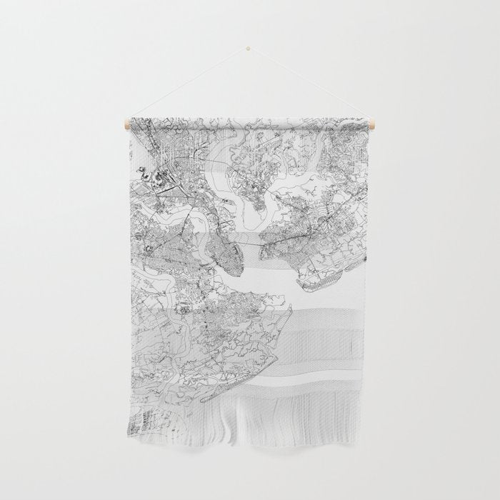 Charleston White Map Wall Hanging Gallery Image 1