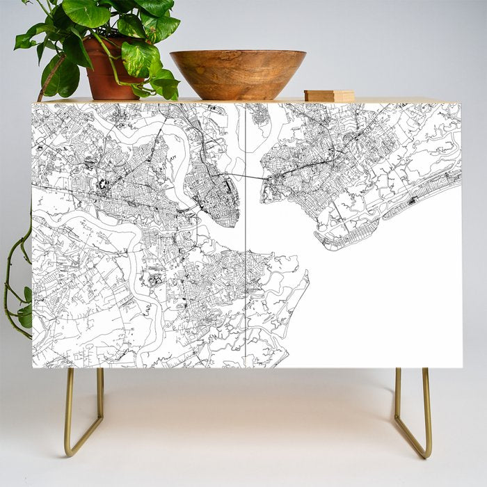 Charleston White Map Credenza Gallery Image 1
