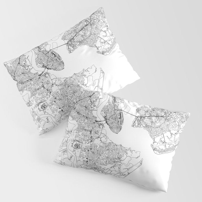 Charleston White Map Pillow Sham Gallery Image 1