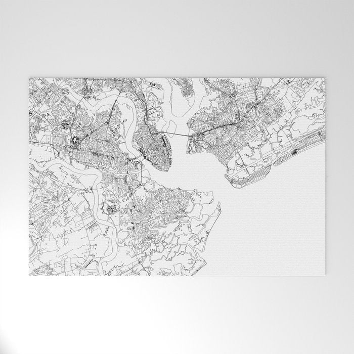 Charleston White Map Welcome Mat Gallery Image 1