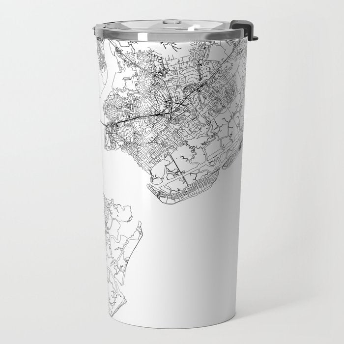 Charleston White Map Travel Mug Gallery Image 2