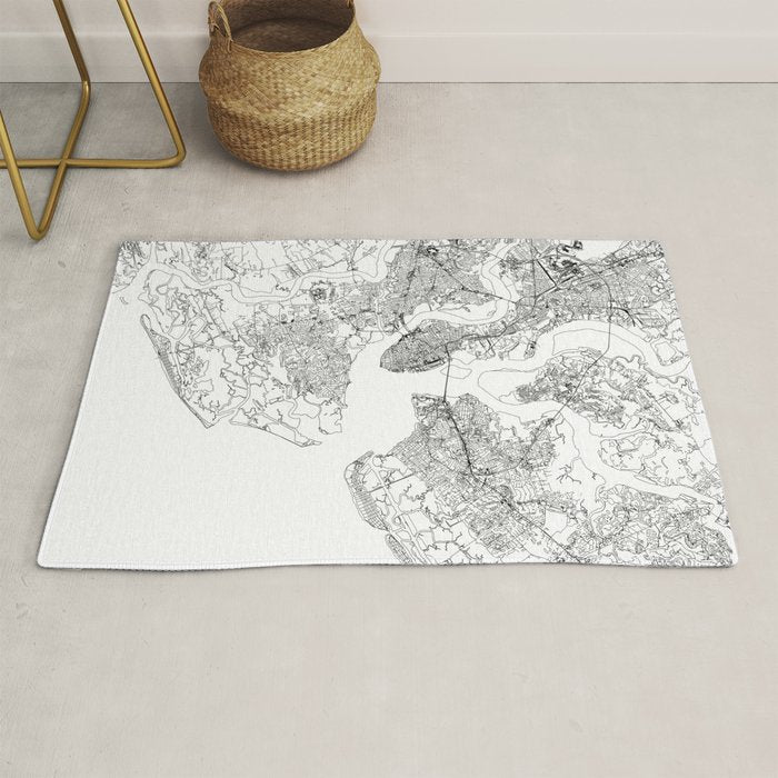 Charleston White Map Rug Gallery Image 1