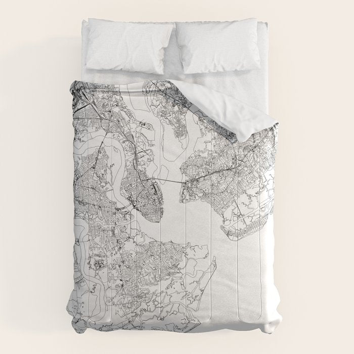 Charleston White Map Comforter Gallery Image 1