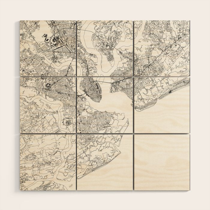 Charleston White Map Wood Wall Art Gallery Image 1
