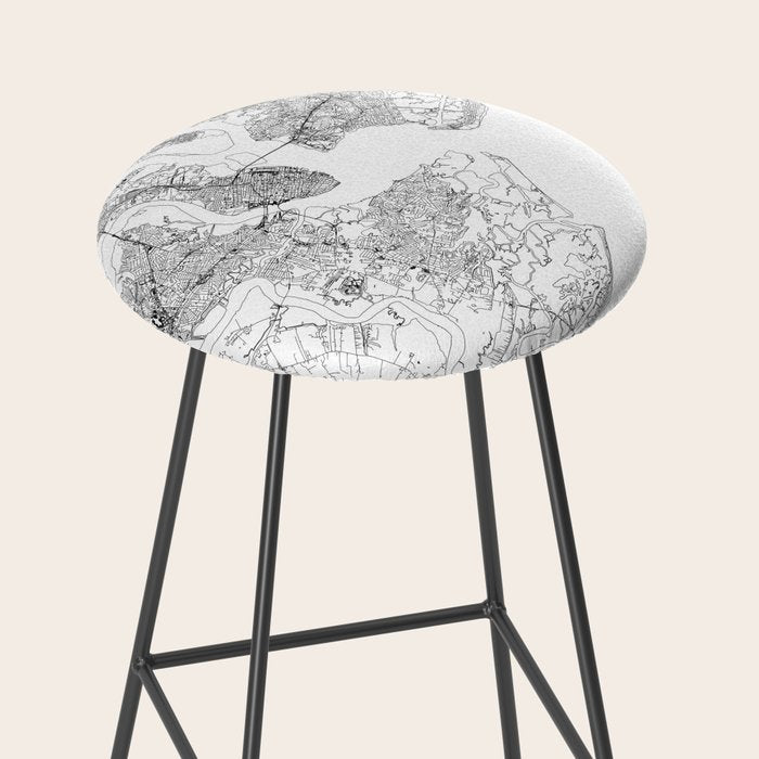 Charleston White Map Stool Gallery Image 2