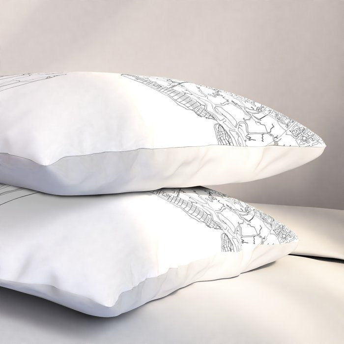 Charleston White Map Pillow Sham Gallery Image 3